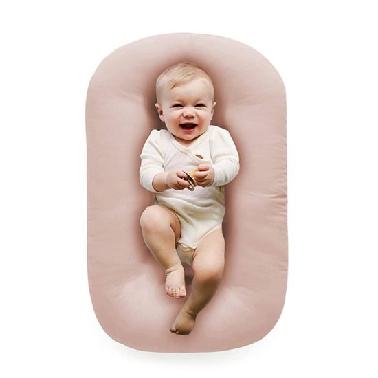 Picture of Vicorise Cotton Baby Lounger for Newborn,Baby Play Mat,Tummy Time Mat with Cover for 0-24 Months Newborn Baby,Washable Play Gym Mats for Home Travel-Pink