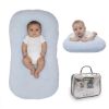 Picture of Bubbyhuts Baby Lounger - Snuggle Cozy Me Infant Lounger for Newborn 0-12 Months, Muslin CoverPortable Breathable & Soft Baby Nest Lounger for Home and Travel - Blue