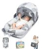 Picture of Baby Lounger, Portable Foldable Travel Lounger for Newborn 0-12 Month, Washable Lightweight Infant Nest with Canopy, Soft Breathable Baby Nest with Adorable Pattern, Home & Outdoor Use
