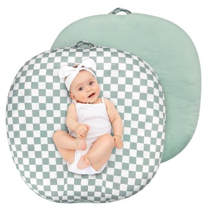 Picture of Newborn Lounger Cover, Soft Comfortable Baby Lounger Cover, 1 Pack Reversible Removable Slipover for Infant Lounger Pillow, Green Checkered (Lounger not Included)