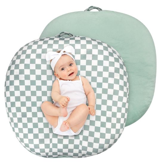 Picture of Newborn Lounger Cover, Soft Comfortable Baby Lounger Cover, 1 Pack Reversible Removable Slipover for Infant Lounger Pillow, Green Checkered (Lounger not Included)