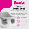 Picture of Bumbo 3-in-1 Multi-Seat for 6 to 36 Months, Travel Baby Feeding & Play Floor Seat, All-in-One Portable Booster with Tray & Toddler High Chair, Cool Grey