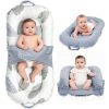 Picture of Baby Lounger, 3-in-1 Portable Infant Lounger for Newborns 0-24 Months, Foldable Tummy Time Pillow and Sitting Seat with Removable Cover, Dual-Sided Cotton and Velvet, Ideal Baby Shower Gift