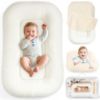 Picture of Idudbid Baby Lounger & Snuggle Nest for Newborn 0-24 Months, Baby Nest Supervised Breathable Cotton for Newborn, Breathable Portable Infant Lounnger for Travel and Home, White (Lounger Cover Included