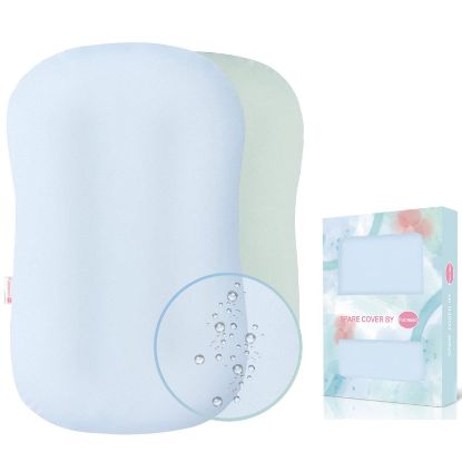 Picture of Pucmaoci Organic Waterproof Baby Lounger Covers 2 Pack| GOTS Certified Cotton| Removable Cover with Waterproof Liner | Machine Washable and Dry (Cover only)Blue & Green)