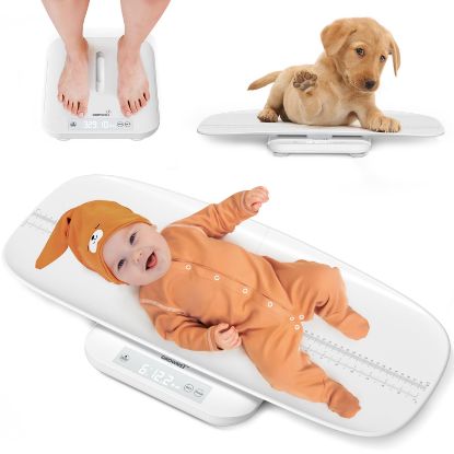 Picture of Baby Scale, Multifunctional Baby Weight Scale, Pet Scale for Puppy, Cat, Adult Scale Up to 330lbs, Accurate Digital Scale with Hold Function, 27-inch Height Measurement, 5 Units, LED Screen