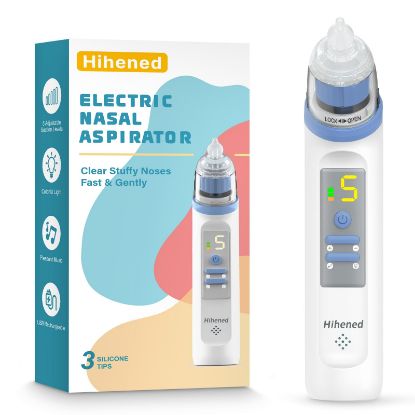 Picture of Electric Nasal Aspirator for Baby, Nose Aspirator for Toddlers, Rechargeable Baby Nose Sucker, Nose Cleaner with 3 Silicone Tips, 5 Suction Levels, Music and Light Soothing FunctionBlue