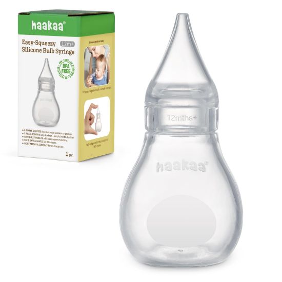 Picture of Haakaa Silicone Baby Nasal Aspirator | Nose Bulb Syringe | Easy-Squeezy Baby Nose Cleaner, Newborn Infant &Toddler - BPA Free Silicone
