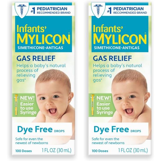 Picture of MYLICON Gas Relief Drops for Infants and Babies, Dye Free Formula, 1 Fluid Ounce with Updated Syringe (2-Pack)