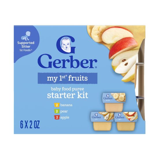 Picture of Gerber My 1st Fruits Starter Kit, Banana, Pear & Apple Puree, 2 Ounce Tubs, 2-Pack (Set of 6)