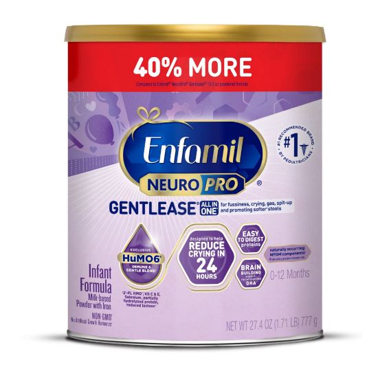Picture of Enfamil NeuroPro Gentlease for easing Fussiness, Crying, Gas, Spit-up in 24 Hrs, Smaller Proteins for Easy Digestion, Brain Supporting DHA, Prebiotic Blend, HuMO6*, Baby Formula, 27.4 Oz Can
