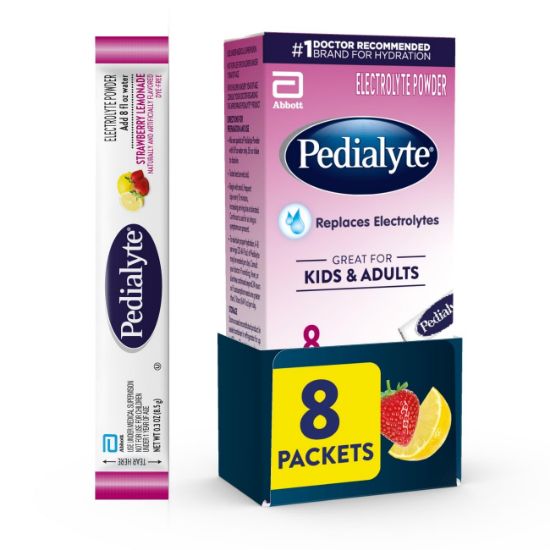 Picture of Pedialyte Electrolyte Powder, Hydration Drink for Kids & Adults, Strawberry Lemonade, 8 Powder Packets