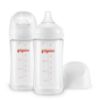 Picture of Pigeon Glass Nursing Bottle Wide Neck, Anti-Colic, Streamlined Body, Natural Feel, Easy to Clean, Heat-Resistant, 8.1 Oz (Pack of 2), Includes 2pcs M Nipples (3m+)