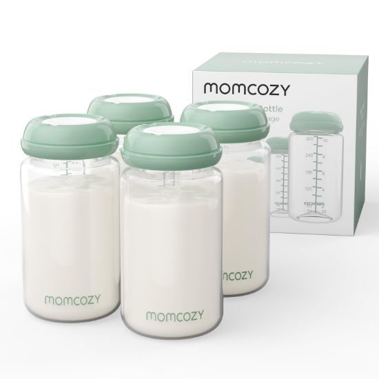 Picture of Momcozy Natural Baby Bottle, Wide-Neck, BPA Free Breast Milk Container, Storage Collection Bottle for Fridge & Milk Cooler, Breastfeeding Essential, 11 oz, 4 pcs