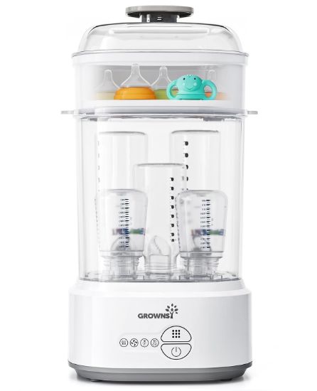 Picture of GROWNSY Bottle Sterilizer and Dryer, Compact Electric Steam Baby Bottle Sterilizer (Esterilizador de Biberones), Bottle Sanitizer for Baby Bottles, Pacifiers, Pump Parts