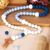 Picture of Silicone Baby Rosary with Cross, Baptism Gift Baby Rosary Teether for Boy Girl Kids, My First Rosary Catholic Religious Gifts Christian First Holy Communion Party Decorations, Blue