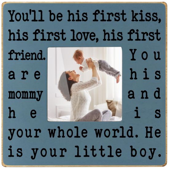 Picture of THYGIFTREE New Mom Gifts for Women, Mothers Day Gifts from Son | Boy Mom Picture Frame, Sentimental Birthday Gift for Mom | Fits 4x4 Photo, Rustic Farmhouse Home & Desk Decor