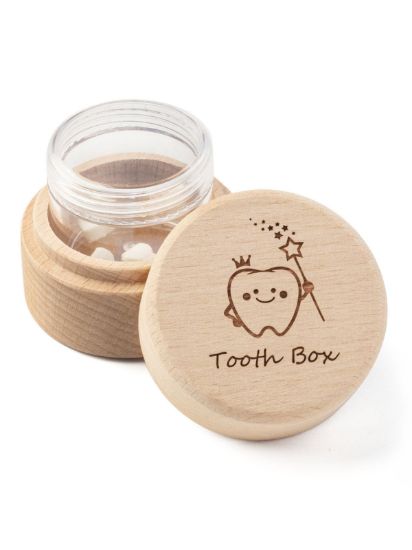 Picture of iwoohome Tooth Fairy Box for Girls and Boys Wooden Cute Tooth Box with Transparent acrylic bottle, Lost Teeth Storage for Kids, Dropped Teeth Keepsake Storage Holder Gift