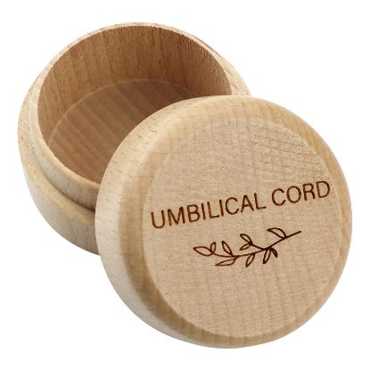 Picture of Thootyriaf Modern Wooden Baby Umbilical Cord Memorial Box (Umbilical Cord Box) - Newborn, Christening - 2" x 2" x 1.4" - Stackable, Rust-Proof, Non-Toxic