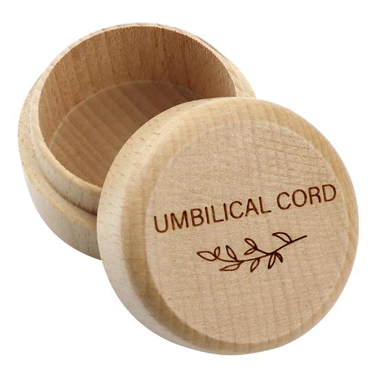 Picture of Thootyriaf Modern Wooden Baby Umbilical Cord Memorial Box (Umbilical Cord Box) - Newborn, Christening - 2" x 2" x 1.4" - Stackable, Rust-Proof, Non-Toxic