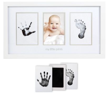 Picture of Pearhead Baby Hand and Footprint Kit - Inkless No Mess Clean-Touch Ink Pad, Newborn Keepsake Frame, Nursery Decor Essentials, Perfect Shower Gift for Boys and Girls, White