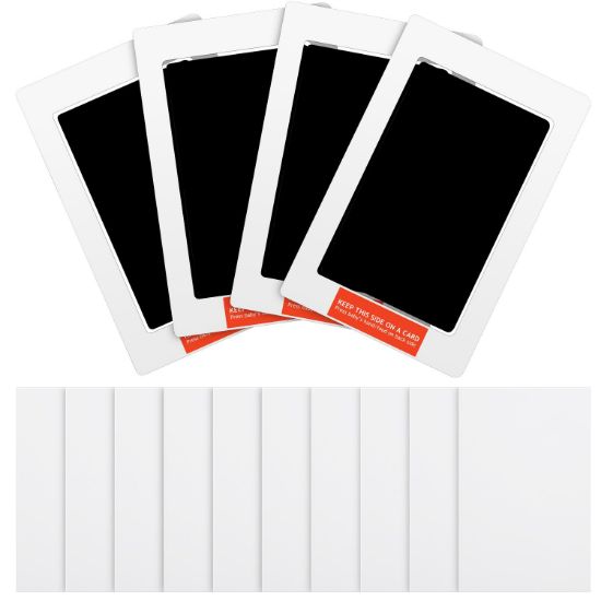 Picture of Outus 14 Pcs Paw Print Kit for Dogs No Mess Ink Pad Pet Memorial Newborn Footprint Impression Kit for Pets 4 Inkless Pads with 10 Blank Cards(3 x 5 Inch,Black)