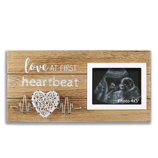 Picture of VILIGHT New Mom Gifts - Pregnancy Announcements Baby Gender Reveal Gifts - Love At First Heartbeat Sonogram Picture Frame for Standard 4" x 3" Ultrasound Photo