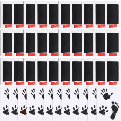Picture of Jetec 30 Set Inkless Baby Footprint and Handprint Kit, Clean Touch Ink Pad for Baby Hand and Footprints, Dog Paw Print Kit with Ink Pads and Imprint Cards for Newborns Babies Pets Gifts (Black)