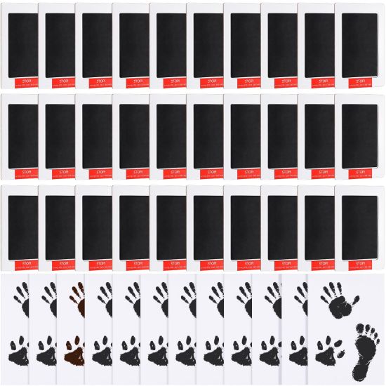 Picture of Jetec 30 Set Inkless Baby Footprint and Handprint Kit, Clean Touch Ink Pad for Baby Hand and Footprints, Dog Paw Print Kit with Ink Pads and Imprint Cards for Newborns Babies Pets Gifts (Black)