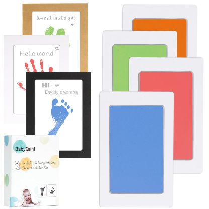 Picture of BabyQunt Inkless Baby Hand and Footprint Kit,Clean-Touch Ink Pad Kit,Safe No Mess Printing Infant Hand Foot Stamp,4 Pack Newborn Inkless Print Pads Best Keepsake or Gifts for Family
