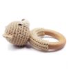 Picture of Joliecraft Safari Animals Wooden Baby Rattle Toys Stuffed Crochet Rattle with Teether Ring for Newborn, Beige Bear