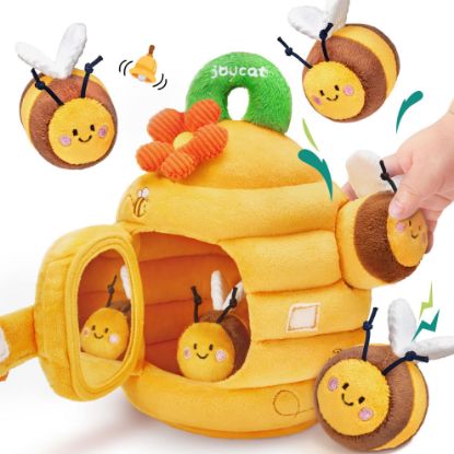 Picture of JoyCat 6 Month Old Baby Toys, Flower Beehive with 5 Stuffed Sensory Bees, Crinkle, Rattle, Mirror, Montessori Toys for 6-10 Months Old Babies, Infant Toys Baby Shower Easter Basket Stuffers Gifts