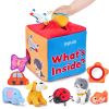 Picture of JoyCat Baby Toys 6-12 Months - Mystery Soft Box with 10 Sensory Objects, Rattle, Crinkle Paper, Mirror - What's Inside Box Infant Gifts, Soft Busy Toys 1-2 - Baby Easter Basket Stuffers Gifts