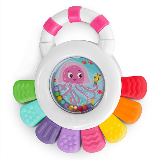 Picture of Baby Einstein Ocean Explorers Sensational Janet Sensory Rattle & Teether, Ages 0+ Months, Pink Jellyfish