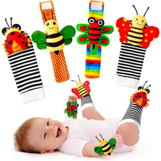 Picture of Baby Toys 0-6 Months: Baby Rattles 0-6 Months Infant Toys Baby Wrist Rattle Socks for 6-12 Month Baby Boy Girl Gifts Easter Basket Stuffers