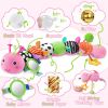 Picture of Tummy Time Baby Toys Sensory Musical Animal Stuffed Car Seat Toy for Infant 0-3-6-12 Months Newborn, Plush Caterpillar with Mirror,Crinkle,Rattle Teething Toys for Baby Boys Girls Shower Gifts, Pink