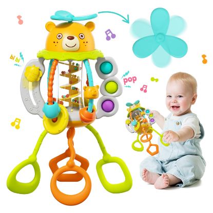 Picture of HOLA Montessori Toys for 1 Year Old Boys-Rattle Teething Baby Toys 0-6 & 6-12 Months, Silicone Pull String Sensory Toys for 1 Year Old Girl Gifts Christmas Stocking Stuffers