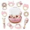 Picture of Baby Toys 0-6 Months, Baby Rattles, Teething Toys 3-6 Months, Infant Toys 6-12 Months, 10PCS Pink Sensory Rattles & Teethers with Storage Box, Newborn Shower Gift Girl