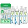Picture of Dr. Brown's Anti-Colic Options+ Narrow Glass Baby Bottle with Level 1 Slow Flow Nipple, BPA-Free, 8 oz/250 mL, 0m+, 4-Pack (Packaging May Vary)