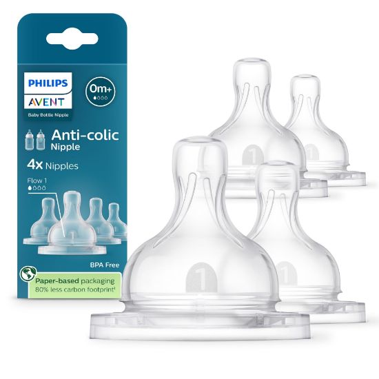 Picture of Philips Avent Anti-Colic Nipples - Flow 1, 4-Pack, SCY761/44