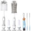 Picture of Ariseno 5-in-1 Baby Bottle Cleaner Set, Including Nylon & Silicone Bottle Brush, Cap, Straw & Nipple Brushes, BPA-Free (Grey)