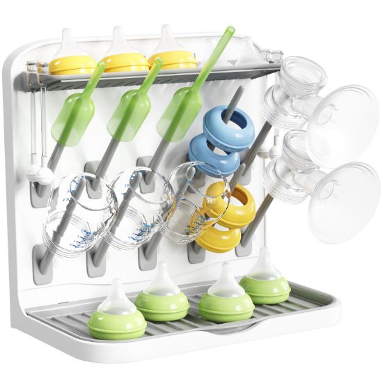 Picture of Lifewit Baby Bottle Drying Rack with 10 Hooks, Newborn Essentials Must Haves, Countertop Holder Organizer for Baby Stuff, Rack Dryer for Pacifiers, Weighted Straws, Pump Parts