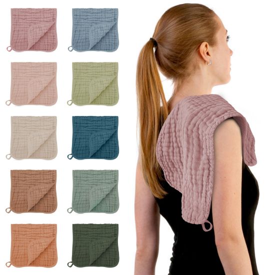 Picture of HIPHOP PANDA Muslin Burp Cloths, 10 Pack - Large 20" X10" - Ultra Absorbent and Soft Cotton Baby Essentials Drool Rags and Messes for Newborn - Colorful Designs for Boy Girl, Multicolor