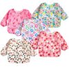 Picture of PandaEar 5 Pack Baby Long Sleeve Bibs| Waterproof Full Sleeve Bib for Baby Infant Toddler 6-36 Months (Pink)
