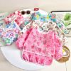 Picture of PandaEar 5 Pack Baby Long Sleeve Bibs| Waterproof Full Sleeve Bib for Baby Infant Toddler 6-36 Months (Pink)