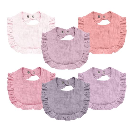 Picture of NISXABEBE Baby Muslin Bibs,6 Pcs Drool Bandana Bibs for Baby Girl Drooling and Teething,Soft and Absorbent Cotton for Newborn Toddler