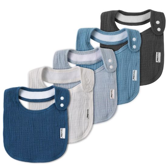 Picture of Muslin Bibs for Baby Boys Girls,Organic Muslin Baby Bib for Drooling and Teething,Soft Bandana Drool Bibs 5 Pack