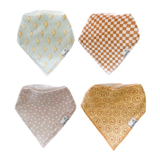 Picture of Copper Pearl 4 Pack Soft Cotton Baby Bibs for Drooling and Teething, Absorbent Drool Bibs for Baby Girl and Boy, Adjustable to Fit Newborns to Toddlers, Tons of Styles (Vance)