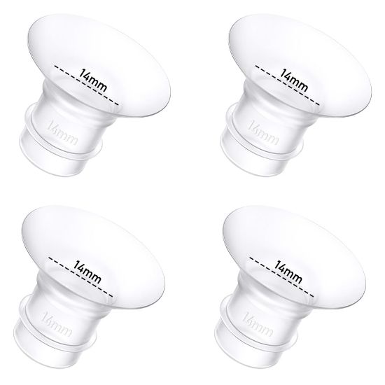 Picture of 4Pcs Breast Pump Flange Insert 14mm Compatible with Momcozy/Spectra/Medela/eufy/Elvie/Lansinoh/Paruu P10 Breast Pump, Fit for Momcozy M5/M9/M6/V2 Pro/V2 pro/S12 Pro/eufy E10 S1 S1 Pro, 24mm Flange