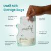 Picture of Motif Medical Breastmilk Storage Bags - Breastmilk Freezer Bags w/Easy Pour Spout, Write-On Label - Leak-Proof Double Zipper Milk Bags for Breastmilk - Breastfeeding Mom Gifts (6 oz, 100 Count)